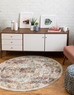 Unique Loom Isabella Collection Area Rug - Adjani (3' 3" Round, Ivory/ Beige)