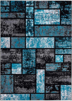 LUXE WEAVERS Modern Geometric Squares Turquoise 5x7 Area Rug for Living Room