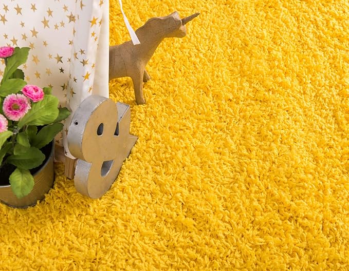 Unique Loom Solid Shag Collection Area Rug (2' x 3' 1" Rectangle, Tuscan Sun Yellow)