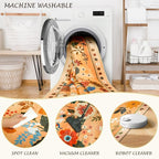 Floral 4x6 Area Rug Machine Washable Soft Print Boho Carpet Non Slip Doormat Low Pile Flower Area Rugs for Living Room Bedroom Nursery Kitchen Dining Room Indoor-Yellow/Orange