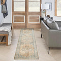 Nourison Home Astra Machine Washable Beige Blue 2'2" x 10' Area Rug - Easy Clean, Non Shedding, Bed Room, Living Room, Dining Room, Kitchen (10' Runner)