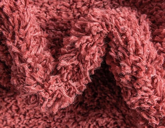 Unique Loom Davos Shag Collection Area Rug - Solid (2' 7" x 16' 5" Runner, Poppy)