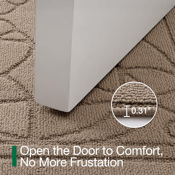 LUMI Door Mat Indoor Entrance 36"x60", Front Welcome Mat with Non-Slip Rubber Backing, Low Profile Dirt Trapper Inside Doormat for Entrance, Garage, Patio, Beige