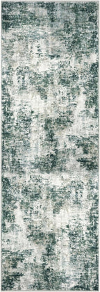 Modern Abstract Runner Rug 2x5, Grey Green Washable Entryway Kitchen Runner Non-Slip Soft Hallway Rug Runner Thin Print Faux Wool Carpet for Bedroom Laundry Room Indoor