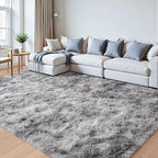 Beglad Shag Rugs for Living Room, Area Rugs 5x7 Feet Upgrade Anti-Skid Modern Minimalist Style Memory Foam Rugs for Bedroom, Indoor Carpet Suitable for Boys Room Decor, Tie-Dyed Light Grey