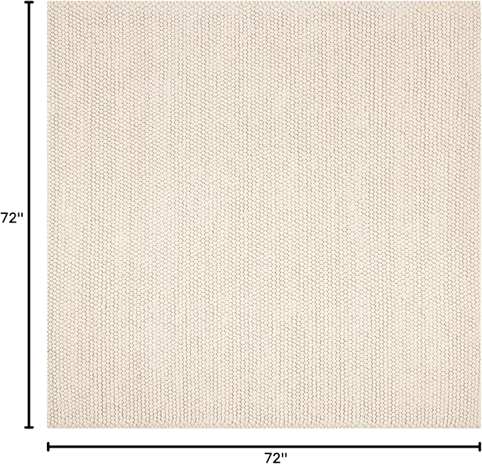 SAFAVIEH Natura Collection Area Rug - 6' Square, Ivory, Handmade Wool Blend, Textured Design, Ideal for Living Room, Bedroom, Dining Space (NAT620A)