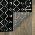 Rugshop Boho Black and White Tribal Area Rug – Geometric Diamond and Stripe Pattern Carpet for Living Room, Bedroom, or Entryway – Soft Modern Bohemian Floor Décor 2' 3" x 8' Runner Black