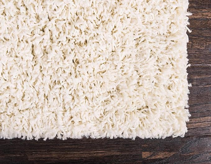 Unique Loom Solid Shag Collection Area Rug (7' 1" x 10' Rectangle, Pure Ivory)
