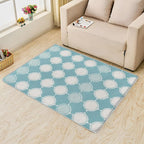 Aqua and White Rug, 6x9 Rug, Blue Rugs for Living Room Bedroom, Geometric Large Area Rug, Washable Rug Non Slip Soft Indoor Carpet, Kids and Pets Friendly, Aqua and White Home & Room Decor