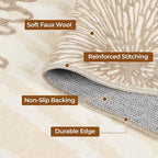 WITSHOCK 8x10 Area Rugs for Living Room: Beige Floral Washable Rugs for Bedroom Dining Room Office Nursery Modern Non-Slip Stain Resistant Low Pile Home Decor（Beige/Brown,8'x10'）