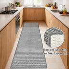Braided Hallway Runner Rug,Super Absorbent Kitchen Mats for Floor,Non Slip Washable Kitchen Rugs,Quick Dry Boho Entryway Runner Rugs for Bathroom,Hallyways,Bedroom,24"x72",Grey