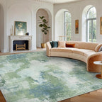AMADA HOMEFURNISHING 8x10 Area Rugs for Living Room, Modern Abstract Washable Rug with Non-Slip Backing & Low Pile, Large Rug with Abstract Pattern for Bedroom, Dinning Room, Home Office, Green
