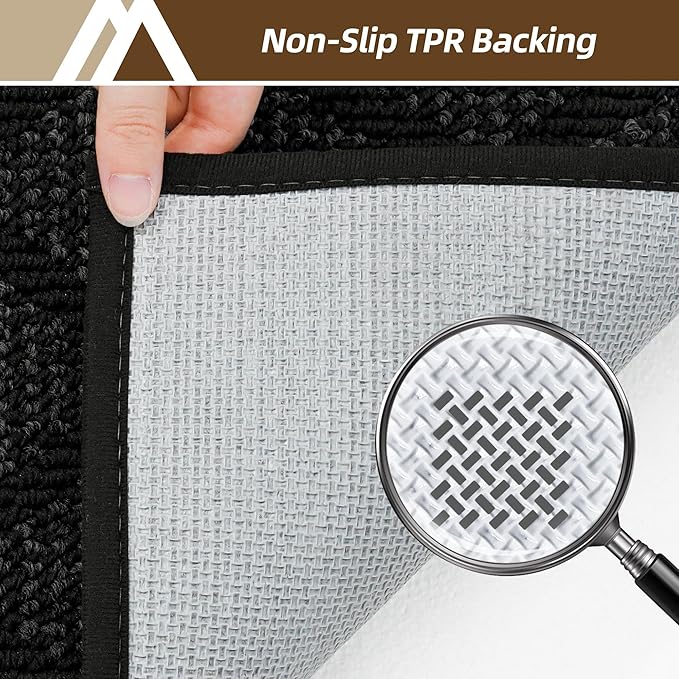 COSY HOMEER Non-Slip Door Mat 20"x32", Entryway Rugs Low Profile Absorbent Dirt Trapper Doormat for Front Entrance, Washable Polypropylene Entry Mat (Black)