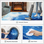 Japanese Ocean Rugs for Bedroom - 6x9 Area Rug - Ukiyo-E Ocean Waves Rugs for Living Room, Abstract Oil Painting Ocean Rug, Washable Home Decor Carpet