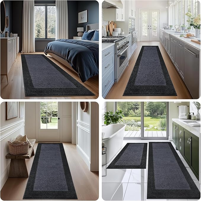 Washable Area Rug 34" x 60", Non Slip Kitchen Rug for Floor, Absorbent Entrance Runner Rug for Bedroom, Living Room, (Roll Packing)