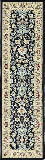 Unique Loom Sialk Hill Collection Area Rug - Washington (2' 7" x 10' Runner Navy Blue/Cream)
