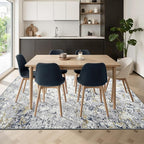 Toneed Abstract Area Rug Modern Washable Rug Soft Non Slip Rug Low Pile for Bedroom Living Room Dining Room Blue 4x6 Feet