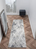 Adel Modern Runner Rug for Kitchen, 2x7 Rustic Distressed Abstract Blue Runner, Medium Pile Stain Resistant Carpet for Bedroom, Hallway or Entryway (2' x 7', Blue)