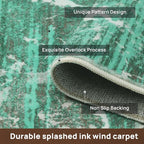 Abstract Green 5x7 Area Rug, Modern Teal Throw Rugs for Living Room, Washable Soft Large Non-Slip Accent Carpet Floor Mat for Dining Room Office Bedroom - Turquoise