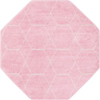 Unique Loom Trellis Frieze Collection Area Rug - Geometric (5' Octagon, Light Pink/ Ivory)