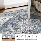 2x6 Vintage Runner Rug Low Pile Runners Non-Slip Machine Washable Rug Retro Distressed Print Lightweight Carpet for Hallway Kitchen Living Room Bedroom Laundry Room