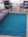 Unique Loom Solid Shag Collection Area Rug (6' 1" x 9' Rectangle, Turquoise)