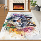 Wolf Rugs for Bedroom - 3x4 Area Rug - Graffiti Wolf Rugs for Living Room, Abstract 3D Animal Graffiti Rug, Washable Home Decor Carpet