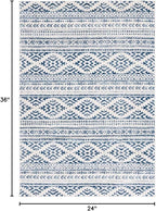 SAFAVIEH Tulum Collection Accent Rug - 2' x 3', Ivory & Navy, Moroccan Boho Tribal Design, Non-Shedding & Easy to Clean, Ideal for Front Door, Kitchen, Entryway, Foyer (TUL272D)