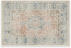 RUGGABLE Washable Vintage Area Rug – Sarrah Coral 2x3, Stain-Resistant, Non-Slip – Small Machine Washable Rugs for Living Room, Bedroom, Hallway, Entryway & Bathroom–with Cushioned Pad
