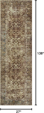 Loloi Magnolia Home by Joanna Gaines Sinclair Collection SIN-01 Rust/Lagoon 2'-3" x 11'-6", .25" Pile Height, Machine Washable, Runner Rug