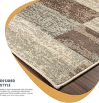Superior Indoor Runner Rug, Jute Backed, Modern Geometric Patchwork Floor Decor for Bedroom, Office, Living Room, Entryway, Hardwood Floors, Rockwood Collection, 2' 7" x 8', Light Blue-Ivory