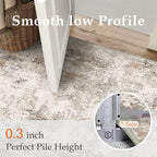 3x12 Washable Runner Rug Brown Grey Abstract Hallway Kitchen Throw Rug Neutral Modern Non Slip Soft Low Pile Carpet for Bathroom Laundry Bedroom Living Room