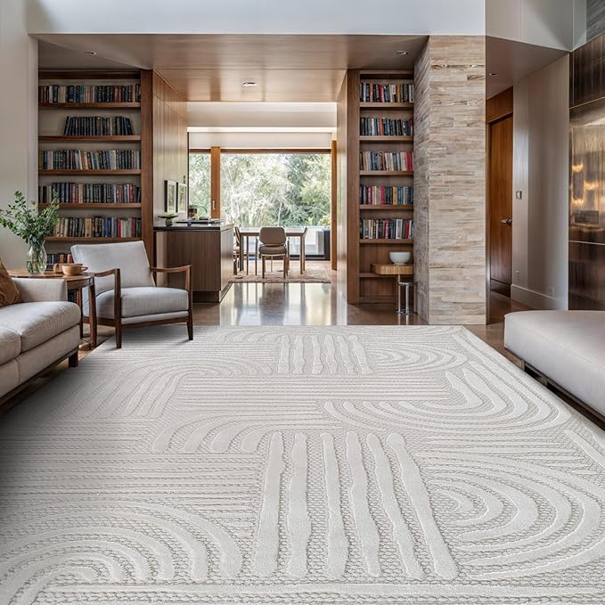 Modern Indoor Rug Orbit 6x9 Area Rugs for Living Room Luxury Kitchen Bedroom Durable Soft Geometric Durable Low and High Pile Stain Resistant Non Shedding Area Carpet 6x9