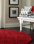 Unique Loom Solid Shag Collection Area Rug (5' 3" Round, Cherry Red)