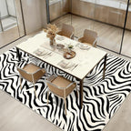 YIHOUSE 5×7 Ft Area Rugs for Living Room: Modern Washable Rug - Abstract Black and Cream White Rug for Bedroom Dining Room Office Playroom Nursery Home Decor - Nonslip Non-Shedding Striped Rugs