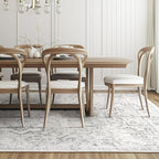 Large Farmhouse Area Rugs 9x12 for Living Room, Distressed Medallion Printed Big Carpet Rugs for Bedroom Under Bed, Washable Non Slip Low Pile Thin Rugs for Dining Room, Off White/Grey