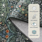 Lahome Floral Washable Runners for Hallways, 2x6 Runner Rug Non Slip Ultra-Thin, Boho Soft Hallway Rug Forest Green Carpet for Kitchen Bedroom Bathroom Laundry Room, Dark Green