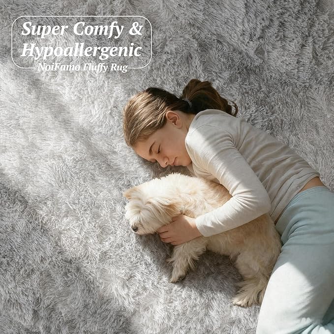 4x6 Area Rugs for Living Room Bedroom, Soft Fluffy Shaggy Bedside Rug, Indoor Floor Carpet for Kids Playroom, Dorms, Nursery Rooms, Home Decor (Tie-Dyed Light Grey 4'x6')