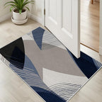 Abstract Art Line Living Room Area Rugs 7x10, Modern Boho Geometric Print Soft Rug, Minimalist Washable Non Slip Neutral Carpet for Bedroom, Dining Room Office Playroom, Navy Blue Gray
