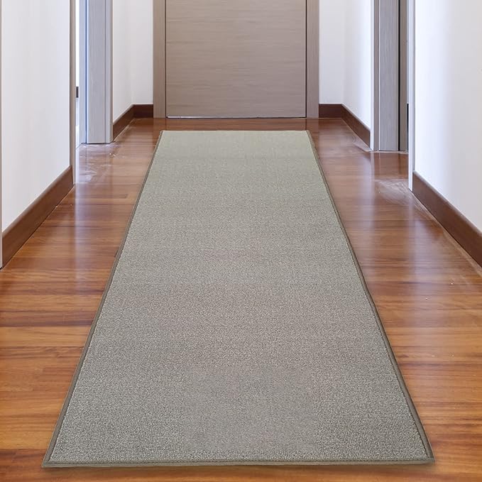 Custom Made Runner Rug Low Pile with Rubber Backing for Kitchen Foyer Hallway Entry Choose Your Length Size 31 Inch Wide Solid and Plain Beige Color (5 feet x 31 Inch)