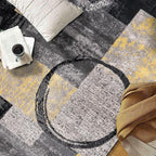Rugshop Contemporary Circle Design Area Rug, Fade-Resistant Carpet for Bedroom, Home Office, or Entryway, Yellow, 3'3" x 5'