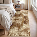 Washable Area Rugs 2'x10' Non-Slip Modern Abstract Soft for Living Room Entryway Bedroom Nursery, Print Pattern, Brown Tan Beige Coffee