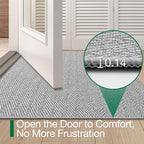 LUMI Ultra Thin Indoor Door Mat for Entrance 48"x72", Non Slip Entryway Mat, Low Profile Doormat, Unique Herringbone Design Carpet for Inside, Patio, Porch, Gray