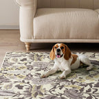 EVERGRACE Hallyway Area Runner Rugs 2x10, Boho Floral Faux Wool Indoor Outdoor Rugs, Washable Rugs for Bedroom Dining Room Living Room Kitchen, Low Pile Floor Mat Carpet for Home Decor, Gray
