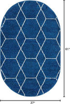 Unique Loom Trellis Frieze Collection Area Rug - Geometric (3' x 5' Oval, Navy Blue/ Ivory)