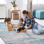 Abstract 3x5 Area Rug Washable Soft Non-Slip Carpet for Entryway Living Room Dining Room Bedroom - Abstract Teal/Grey