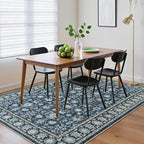 LIVEBOX Washable Area Rug 8x10 - Large Blue Boho Living Room Rug Vintage Rugs for Bedroom, Non-Slip Retro Floral Carpet Print Distressed Accent Rugs for Dining Room Home Office