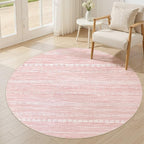 Nakagishi Round Rug Kitchen Washable Rugs: 6x6 Non-Slip Boho Soft Modern Stain Resistant Indoor Floor Neutral Farmhouse Throw Carpet for Hallway Bathroom Laundry Room Entryway Bedroom- Pink