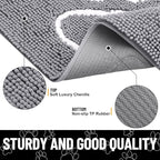 Smiry Dog Door Mat for Muddy Paws, Absorbent Dirt Trapper Non Slip Quick Dry Washable Chenille Mat for Mud Dogs, Entry Rug for Indoor and Outdoor (40x32 Inches, Grey and White)