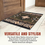 YHSF South West Native American Area Rug C318 - Easy Clean, Thick, Soft, Durable Native Tribal American Indian Inspired Rug for Bedroom/Living Room and More - Sage Green, 5 ft 11 in x 8 ft 6 in
